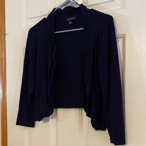 Elegant Navy Scalloped Edge Cardigan